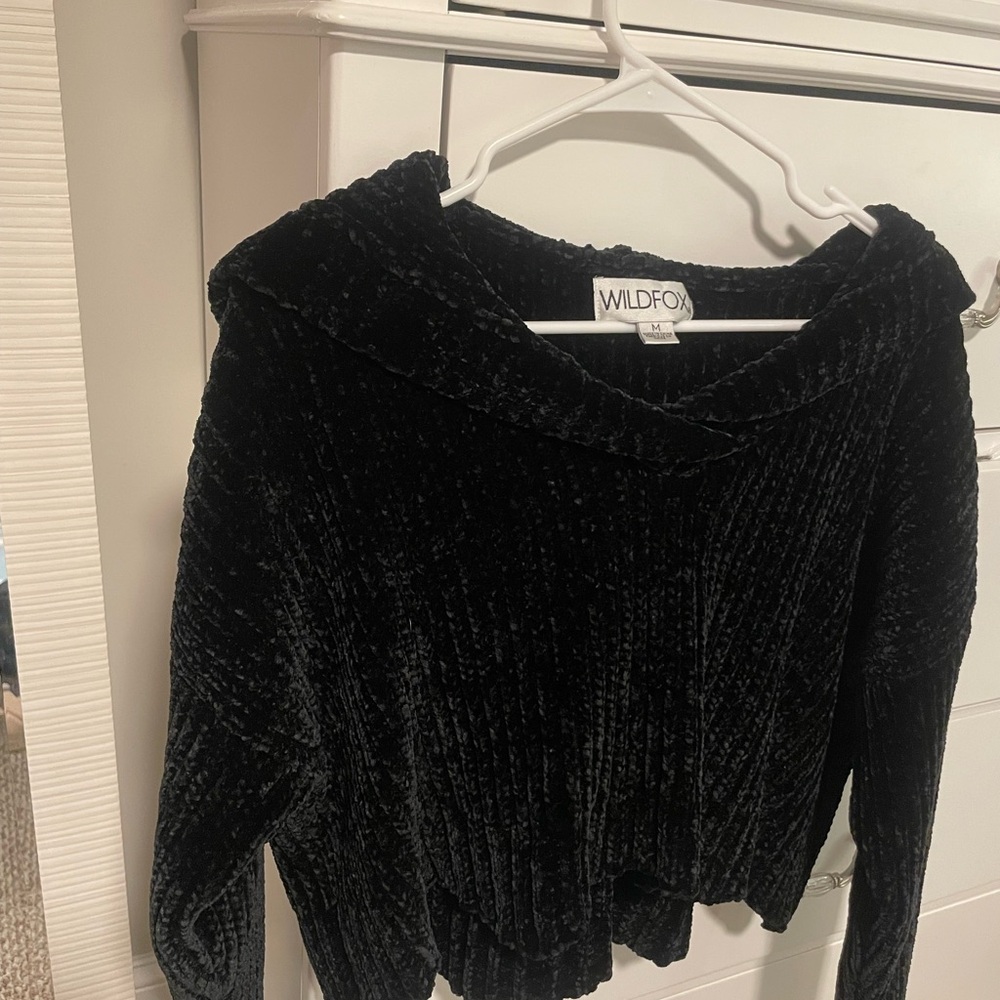 Wildfox Black chenille crop Sweater